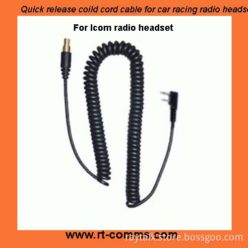 Icom 2 Pin Coiled Cord Cable for Racing Radio Headset